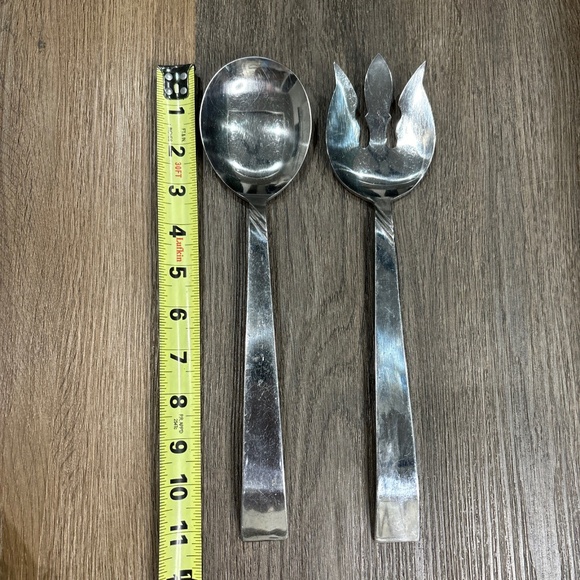 Kaysons Japan Large Salad Fork & Spoon Serving Set Stainless 11 1/4"‎ Vintage - Picture 1 of 6